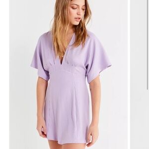 Urban Outfitters Claudia Ribbed Knit Plunging Mini Dress